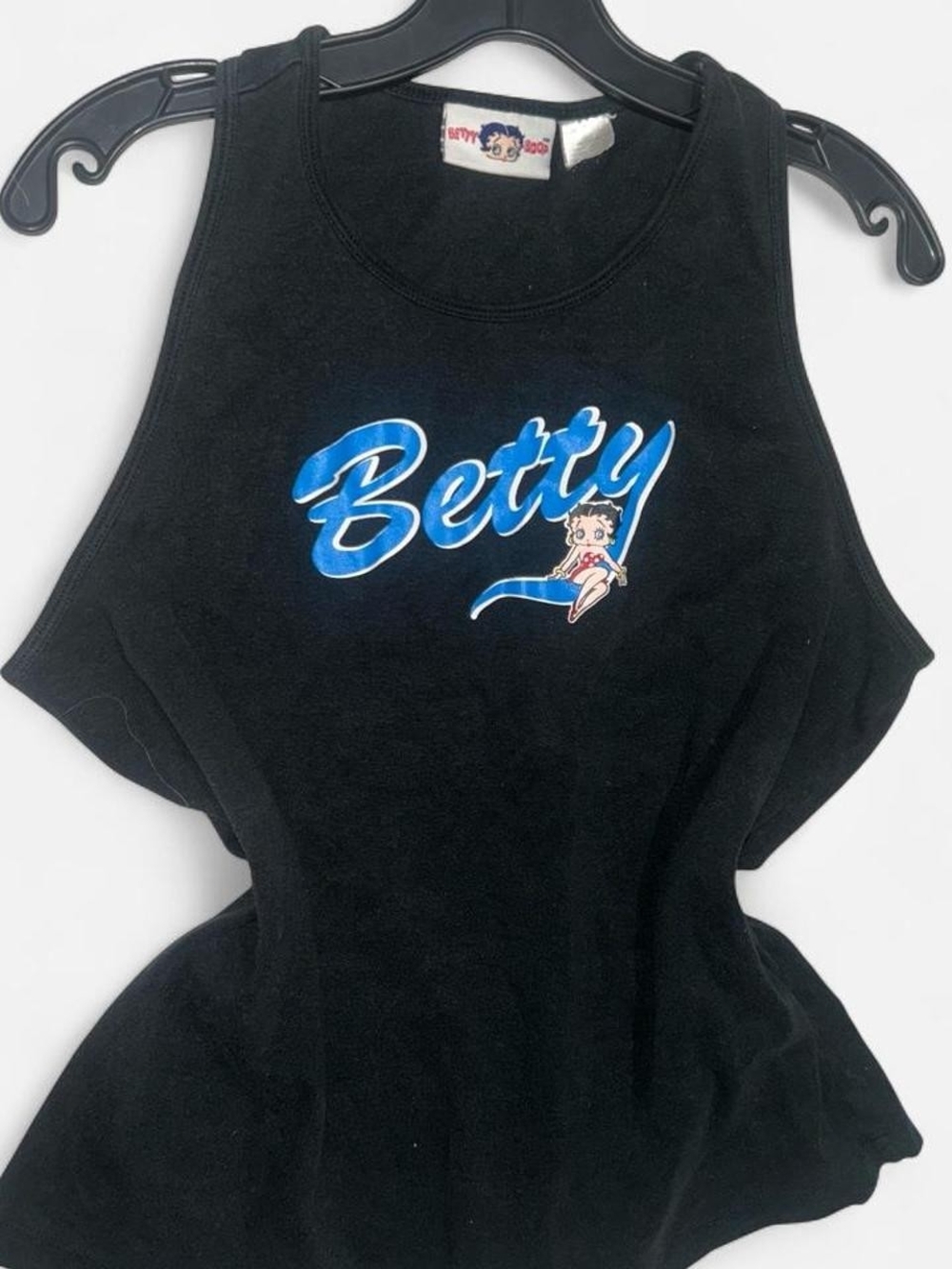 Betty Boop Black Tank Top with Blue Logo